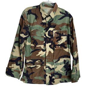 Woodland Camo Military Coat Jacket Shirt Small Regular Army Green Hunting Casual